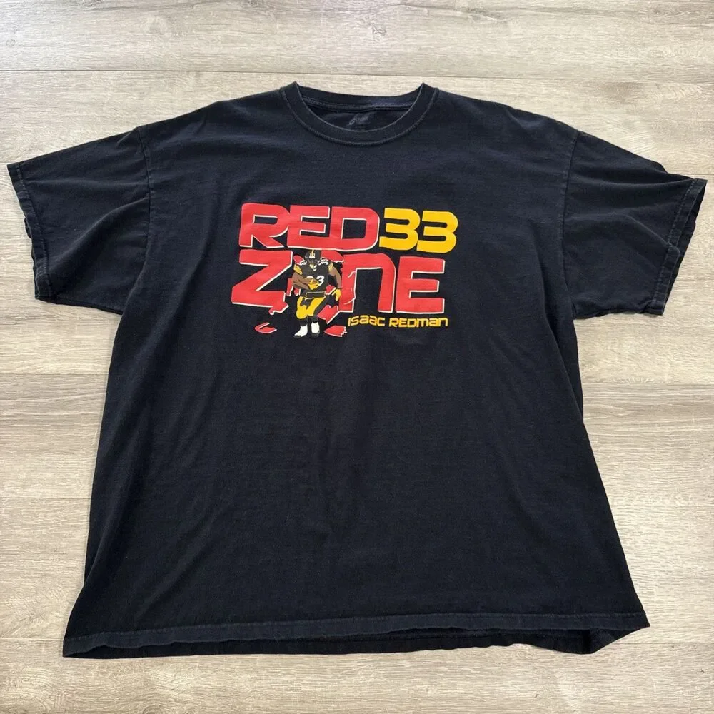 Isaac Redman Shirt Pittsburgh Steelers NFL Men's Black Tee 2XL Red Zone